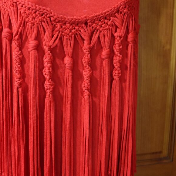 Marina Spadafora Red Fringe Mini Dress Large High Fashion Italy Statement - Picture 4 of 12